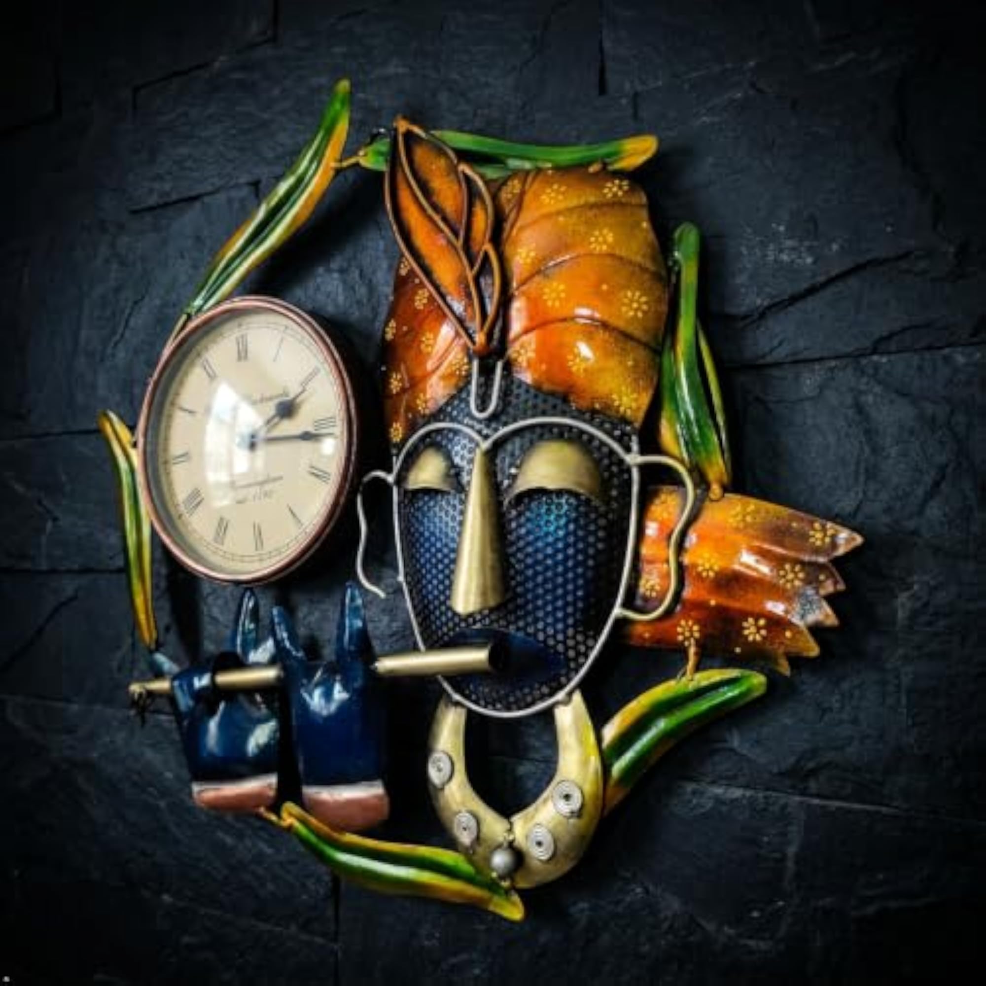 Handpainted Krishna Face Wall Clock